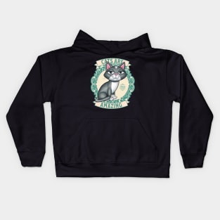 Beautiful Gray White Kitty with Green Wreath Cats are amazing Kids Hoodie